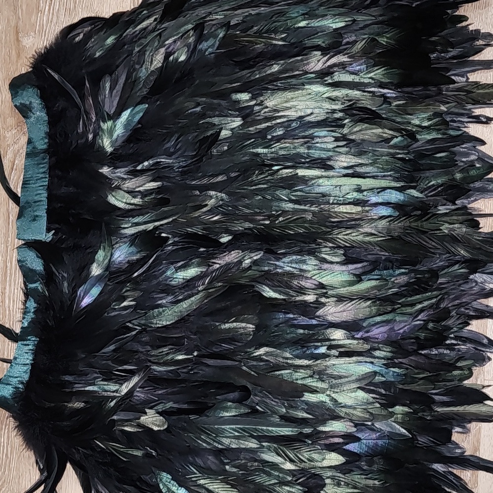 NAEEM KHAN EUC FEATHER LAYERED DEEPEST BLACK EMERALD LINED PENCIL SKIRT SIZE 12 - Picture 8 of 10